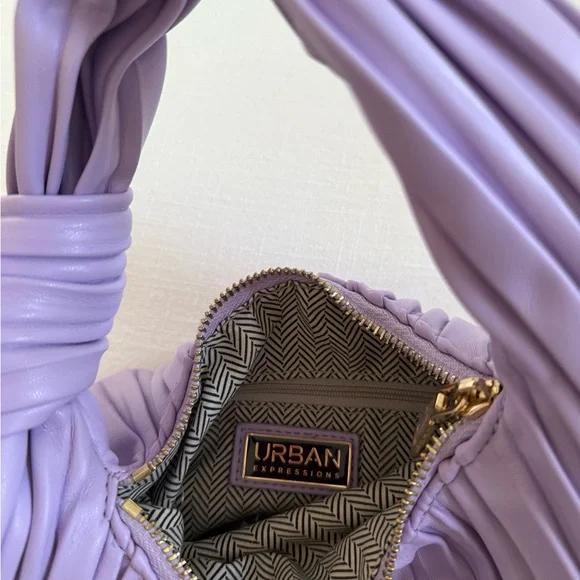 Urban Expressions Lilac Pleated Shoulder Bag - Picture 2 of 2